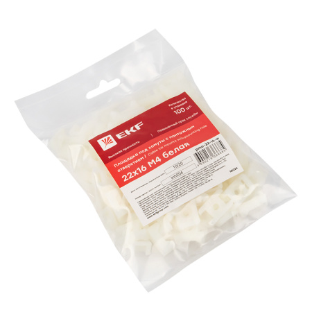 Площадка под хомуты (22x16) с монтажным отверстием М4 белая (100шт) PROxima EKF