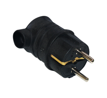 Вилка угловая с з/к евро Альфа (каучук) черная (50/200)