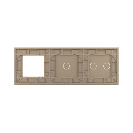 Панель тройная: 2 выключателя + 1 выключатель + 1 розетка Золотая Livolo
