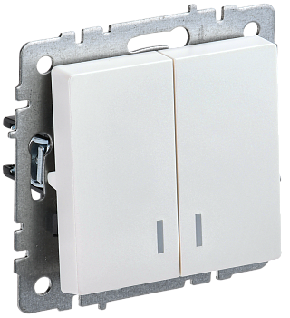 BRITE Выключатель 2-клавишный с индикацией 10А ВС10-2-1-БрЖ жемчуг IEK