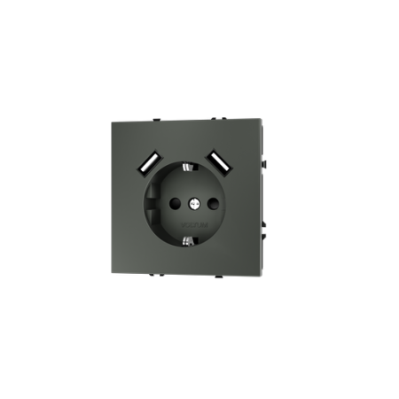 Розетка встраиваемая Voltum S70 с заземлением и защитными шторками, 16А, с USB, A+A, (титан)