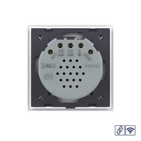 Сенсорный радиоуправляемый выключатель для жалюзи Quadro 2 клавиши 1 модуль Белый Livolo