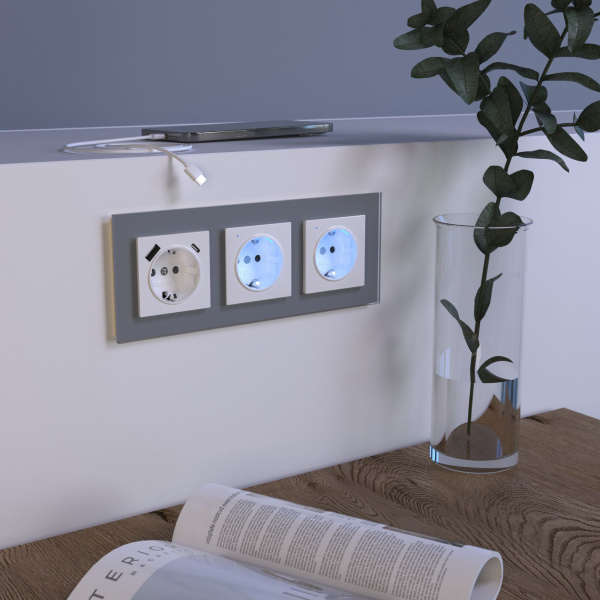 Favorit Рамка на 3 поста (серый,стекло) Werkel