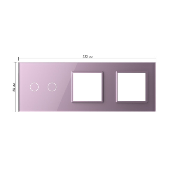 Панель для сенсорного выключателя и двух розеток, 2 клавиши, цвет розовый, стекло Livolo