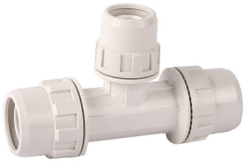 Тройник "ШиреФит" редукционный "штуцер с гайкой - внутренняя резьба - штуцер с гайкой", 32мм-26мм-32мм ЗУБР