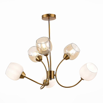 Люстра потолочная Латунь/Белый, Коньячный E27 6*60Вт SLE1136-302-06 EVOLUCE