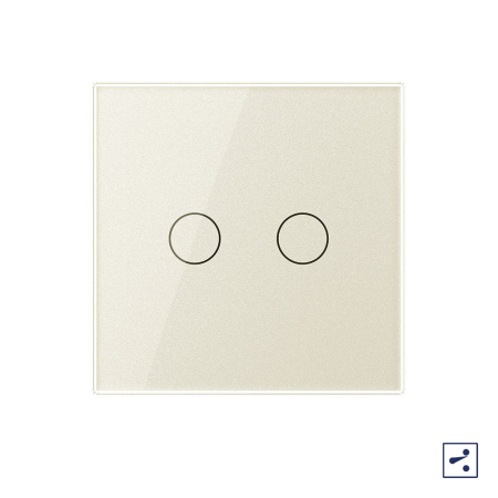 Двухклавишный проходной/перекрестный сенсорный выключатель 1 пост, цвет жемчужный Livolo