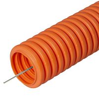Труба гофрированная ПНД легкая безгалогенная  20мм оранжевая (100м) Промрукав