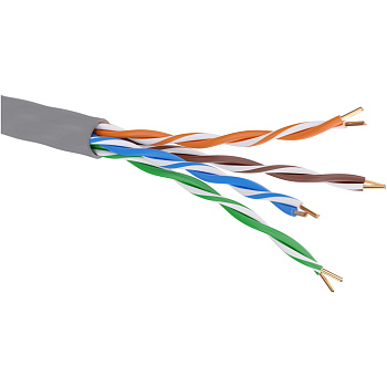 Кабель витая пара кат. 5E неэкранированный U/UTP, 4 пары, нг(А)-LS, цвет внешней оболочки серый, коробка 305 м DKC