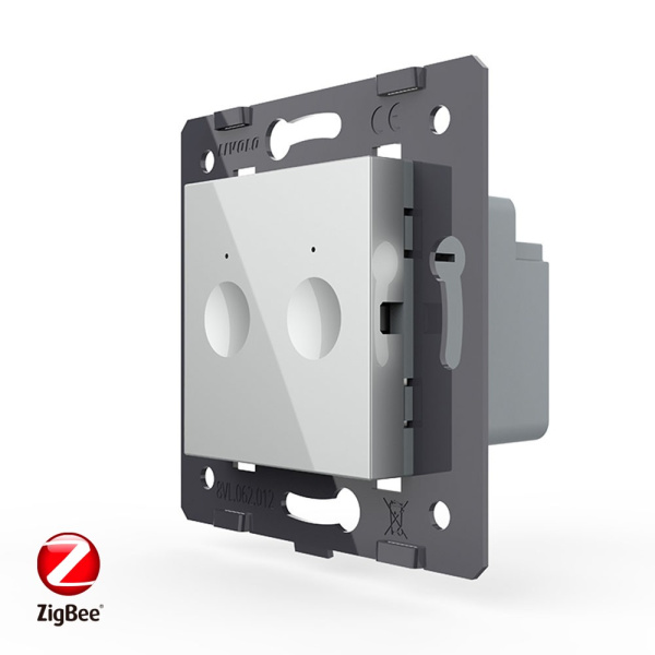 Двухклавишный сенсорный выключатель ZigBee Module, цвет серый (механизм) Livolo