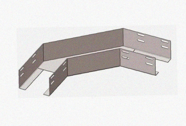 Лоток угловой замковый глухой КГЗГ 500х65-90 УХЛ1 поворот на 90, горячее цинкование, S1,5