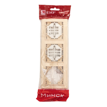 Минск Рамка 3-местная горизонтальная бежевый EKF