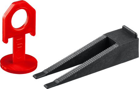 СВП комплект: 250+250шт (1,0 мм зажим + клин), система выравнивания плитки, в коробке ЗУБР