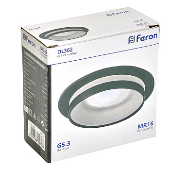 Светильник потолочный встраиваемый MR16 G5.3 черный DL362 Feron