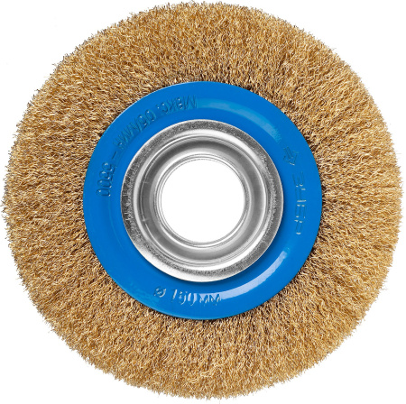 Профессионал. Щетка дисковая для точильно-шлифовального станка, витая стальная латунирован проволока 0,3мм, 150х32мм ЗУБР