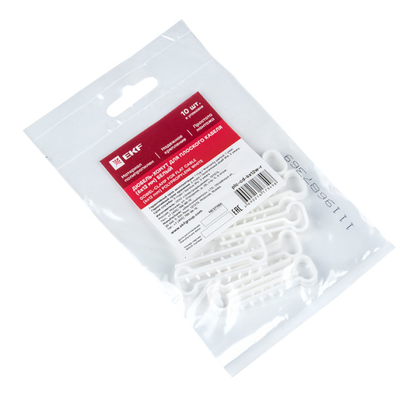 Дюбель-хомут (6х12 мм) для плоского кабеля белый (10 шт) PROxima EKF