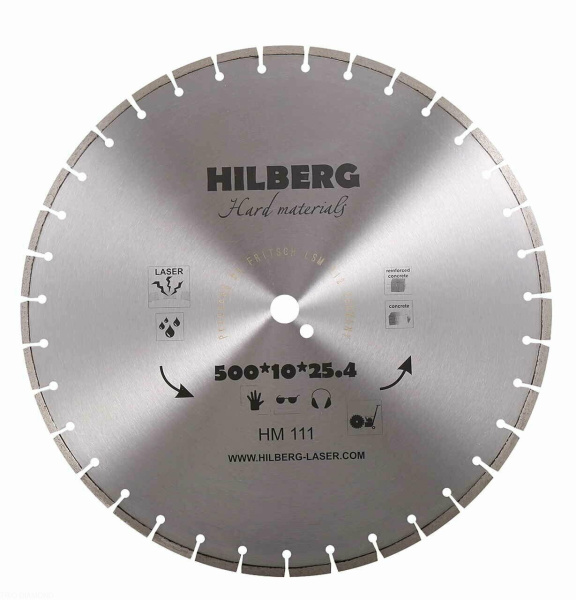 Диск алмазный отрезной 500*25,4*12 Hard Materials Лазер HM111 Hilberg