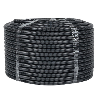 Труба гофр, негорючая безгалогеновая FRHF с протяжкой d16 мм (100 м) черная EKF-Plast