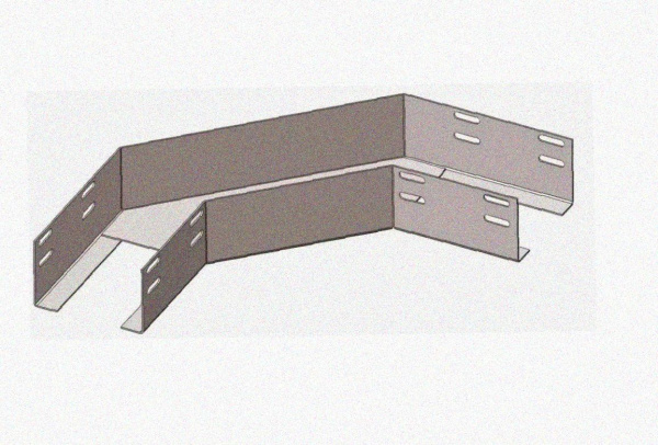 Лоток угловой замковый глухой КГЗГ 600х100-90 УТ1,5 поворот на 90, горячее цинкование, S1,5