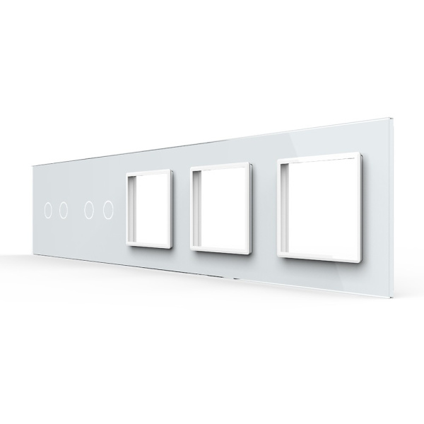 Панель для 2-х сенсорных выключателей и 3-х розеток, 4 клавиши (2+2), цвет белый, стекло Livolo