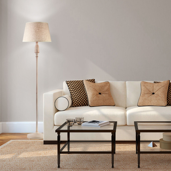 Торшер с абажуром 1*E27 40Вт белый с золотом IP20 London (01081/1 белый с золотом) Eurosvet