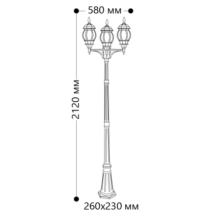 Светильник садово-парковый Feron 8115/PL8115 столб 3*100W E27 230V, черный