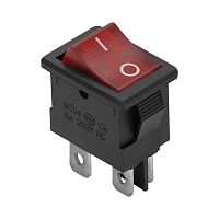Выключатель клавишный красный с подсветкой ВКЛ-ВЫКЛ 4 контакта 250В 6А прямоугольный duwi