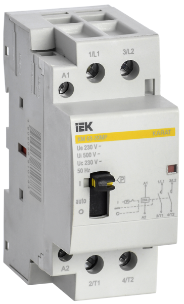 Контактор модульный с ручным управлением КМ63-20МР AC KARAT IEK