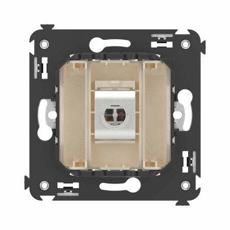 Компьютерная розетка RJ-45 без шторки в стену, кат.6А одинарная экранированная, "Avanti", "Ванильная дымка" DKC