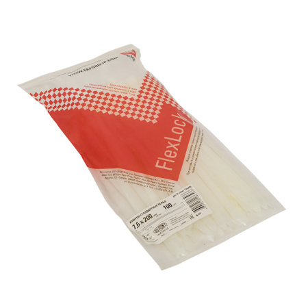 Хомут P6,6 стандартный (б), 7,6x200 (100шт) FlexLock PROxima EKF