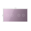 Панель для двух сенсорных выключателей, 4 клавиши (2+2), цвет розовый, стекло Livolo