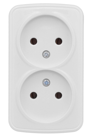 Минск Розетка 2-местная ОП 10А без заземления белая Basic EKF