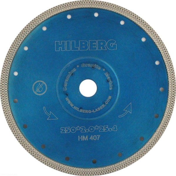 Диск алмазный отрезной 250*25,4/22,23 Турбо ультратонкий х-тип HM407 Hilberg