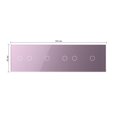 Панель для четырех сенсорных выключателей, 6 клавиш (2+1+2+1), цвет розовый, стекло Livolo фото 2