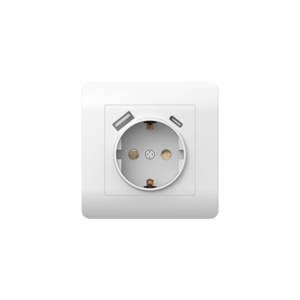 Розетка с/з со шторками, 16А+ USB двойная A+C, 5В/2,1А, белый NEW3-E CHINT