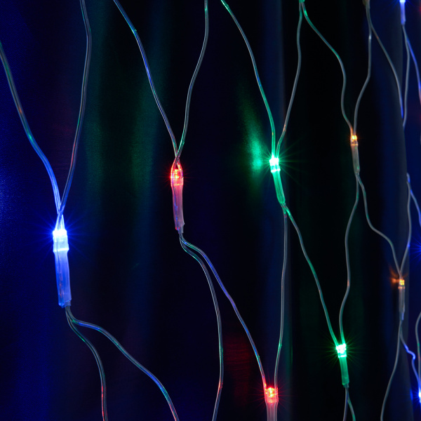 Св/д гирлянда Feron CL70 сеть 1,5х1,5м + 1.5м 230V мультиколор, прозр.шнур