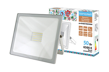 Прожектор светодиодный СДО-04-050Н 50 Вт, 6500 К, IP65, белый, Народный TDM
