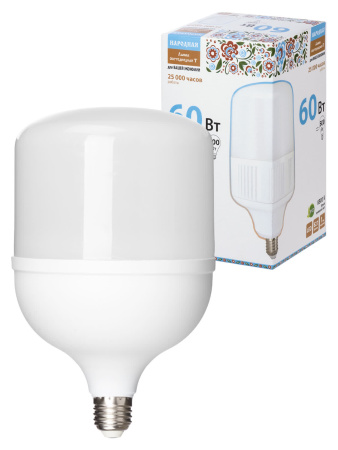 Лампа светодиодная T-60 Вт-230 В-6500 К–E27 (135x225 мм) Народная TDM