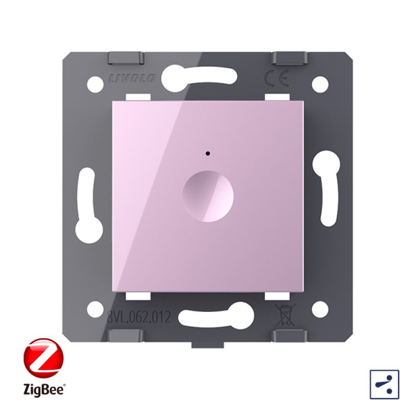 Одноклавишный проходной сенсорный выключатель ZigBee Module, цвет розовый (механизм) Livolo