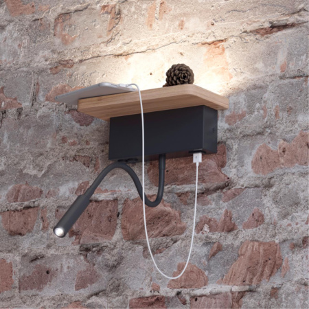 Настен.св-к LED 8W 560Лм 3000К USB зарядка WOODY св.дерево/дерево ODEON LIGHT