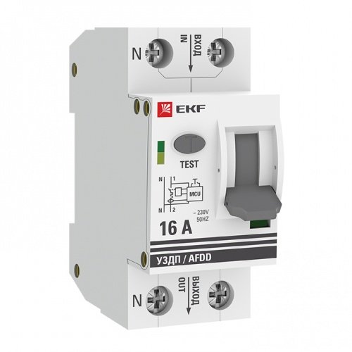 Устройство защиты от дугового пробоя (УЗДП) с автоматическим выключателем 1П+N 16А (C) 6кА PROxima EKF