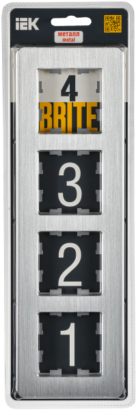 BRITE Рамка 4-мест. РУ-4-1-Бр металл алюм. RE AL IEK