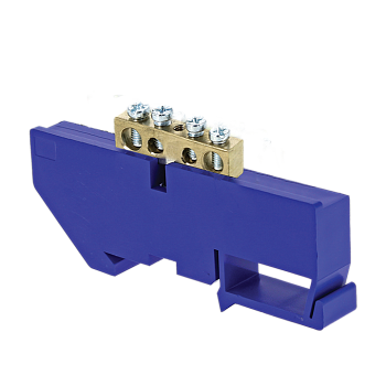 Шина "0" N (6х9мм) 4 отверстия латунь синий изолятор на DIN-рейку PROxima EKF