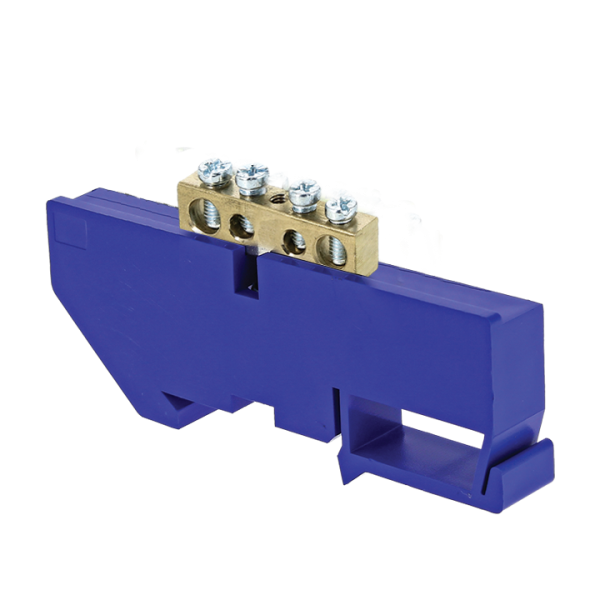 Шина "0" N (6х9мм) 4 отверстия латунь синий изолятор на DIN-рейку PROxima EKF
