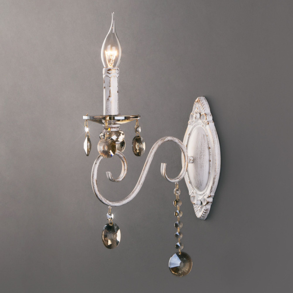 Бра с хрусталем 1*E14 60Вт белый с золотом IP20 Ravenna (10104/1 белый с золотом) Eurosvet