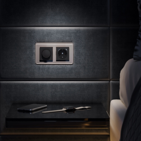 Elite Рамка из стекла на 2 поста дымчатый Werkel