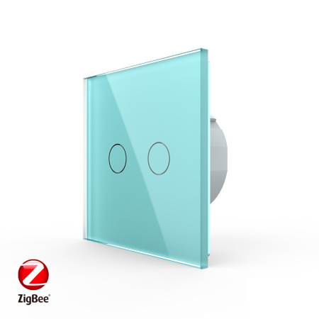 Сенсорный выключатель ZigBee (Wi-Fi) 2 клавиши 1 пост Зеленый Livolo