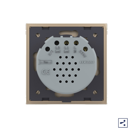 Сенсорный проходной выключатель 1 клавиша 1 пост Золотой Livolo