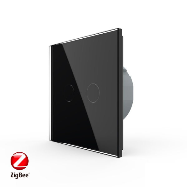 Сенсорный выключатель ZigBee (Wi-Fi) 2 клавиши 1 пост Черный Livolo