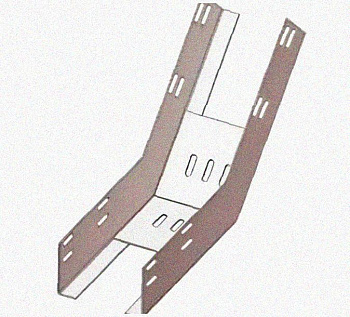Лоток перфорированный КП 300х100-45 УХЛ1 для поворота трассы вверх на 45, оцинкованный лист S1,0